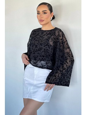 Gülseli Kadın Giyilebilir Iç Astarlı Güpürlü Bluz P-00020675