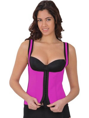 İlkyaz Fashion  Mürdüm Mı 9173 Terletici Agraflı Göğsü Açık Atlet Korse