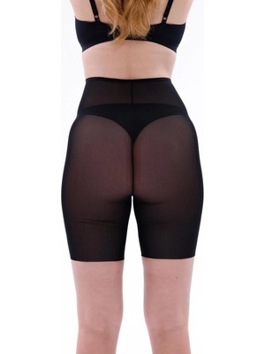 İlkyaz Fashion  Siyah Mı Emay 2705 Lazer Tül Toparlayıcı Paçalı Boxer Hayalet Korse