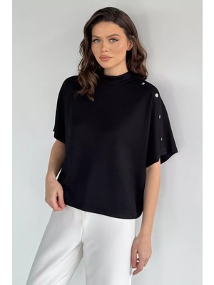 Gülseli Omuz Detaylı Yarasa Kol Bluz P-00020672