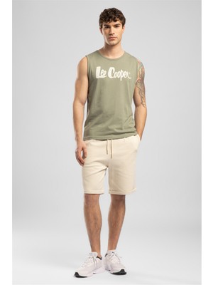 Lee Cooper Tegan Erkek Pamuklu Baskılı Şort Beyaz