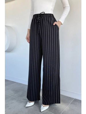 Gülseli Kadın Bel Lastikli Bağcıklı Bol Paça Pantolon P-00020736