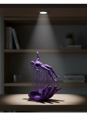 Pileli Store 3D El Üzerinde Insan Figürü Mor Soyut Tasarım Dekor Biblo