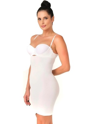 İlkyaz Fashion  Beyaz Mı Emay 5060 Göğsü Açık Elbise Korse