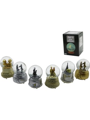 İlkyaz Fashion Büyük Boy - 10CM Pilli - Işıklı Müzikli Kar Küresi Cam Eskitme Insan Figürlü - Desen