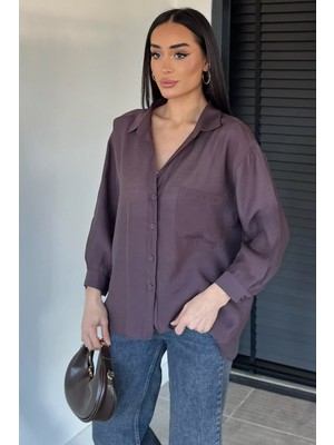 Gülseli Perry Kadın Düşük Omuzlu Oversize Gömlek P-00020702