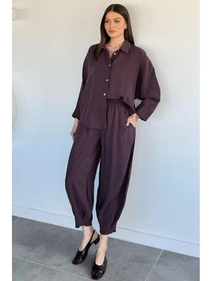 Gülseli Perry Kadın Oversize Gömlek Havuç Pantolon Ikili Takım P-00020706