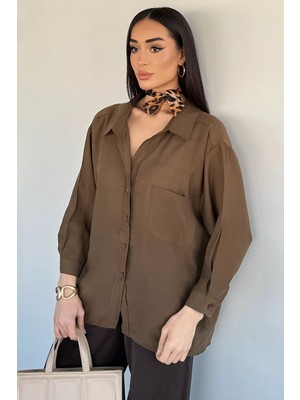 Gülseli Perry Kadın Düşük Omuzlu Oversize Gömlek P-00020702