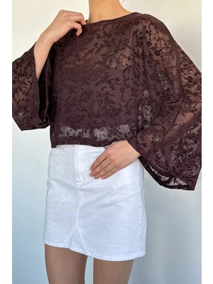 Gülseli Kadın Giyilebilir Iç Astarlı Güpürlü Bluz P-00020675