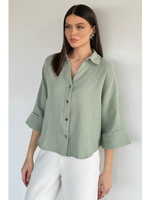 Gülseli Kol Katlamalı Kadın Gömlek P-00020562