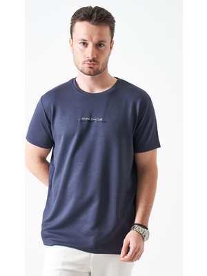 Tena Erkek Antrasit Bisiklet Yaka Manfectureo Baskılı Modal Tişört