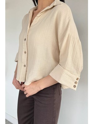 Gülseli Kol Katlamalı Kadın Gömlek P-00020562