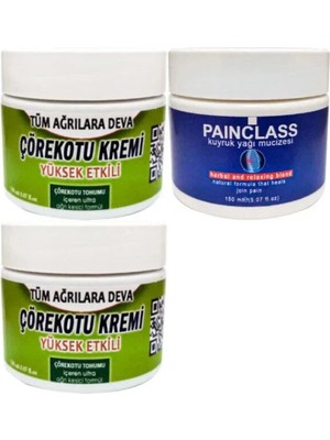 Nacario Çörek Otu Kremi Orta Boy 2x 100 ml - Painclass 150 ml Kuıyruk Yağı Kremi