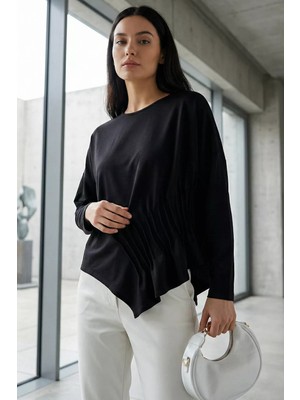 Gülseli Kadın Pileli Asimetrik Kesim Bluz P-00020539