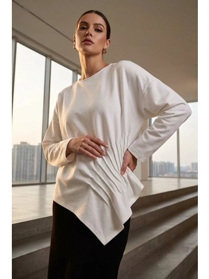 Gülseli Kadın Pileli Asimetrik Kesim Bluz P-00020539