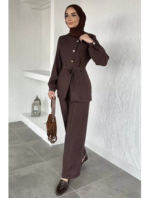 Julude Düğmeli Bluz Pantolon Tesettür Ikili Takım P-00020717