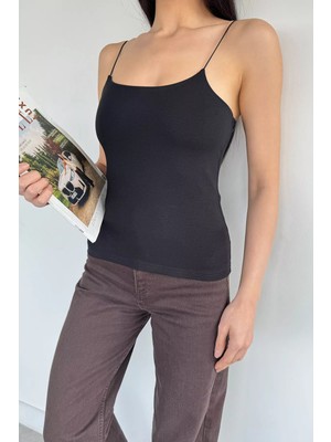Gülseli Kadın Ip Askılı Likralı Crop Top Bluz P-00020552
