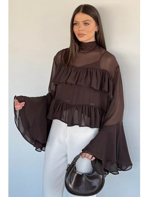 Gülseli Kadın Atlet Kombinli Kat Kat Tül Bluz P-00020602