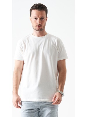 Tena Erkek Beyaz Bisiklet Yaka Ottoman Basic Tişört