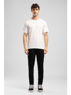 Lee Cooper Baselo Erkek Regular Fit %100 Pamuk Basic Bisiklet Yaka T-Shirt Beyaz