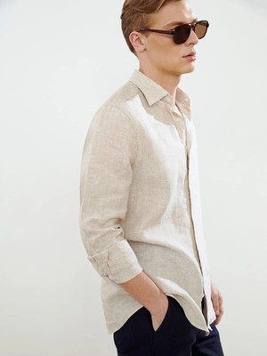 Lc Waikiki Yeni Sezon Regular Fit Uzun Kollu %100 Keten Erkek Gömlek