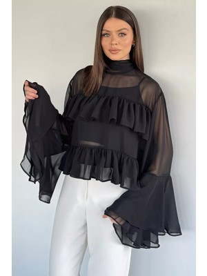 Gülseli Kadın Atlet Kombinli Kat Kat Tül Bluz P-00020602