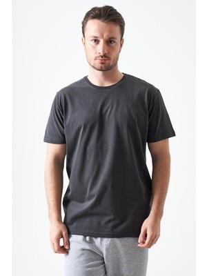 Tena Erkek Antrasit Bisiklet Yaka Basic Tişört