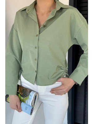 Gülseli Kadın Yan Bağlama Detaylı Gömlek P-00020566