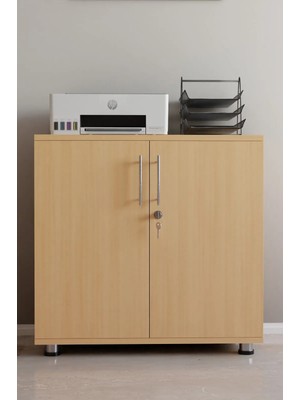 ODESSIA Kilitli Çok Amaçlı Ofis Dolabı Ofis Büro Mobilyası Evrak Dolabı Lüks Modern Kapaklı Raf Mobilya Kayın Organizer