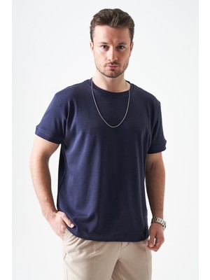 Tena Erkek Lacivert Bisiklet Yaka Interlok Basic Tişört