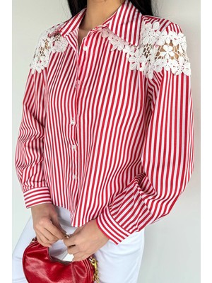 Gülseli Kadın Dantel Detaylı Gömlek P-00020569
