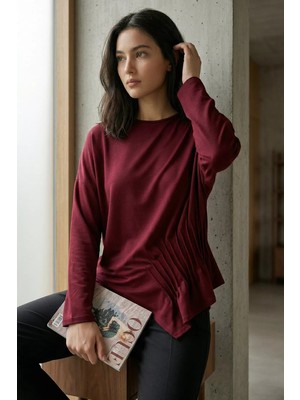 Gülseli Kadın Pileli Asimetrik Kesim Bluz P-00020539
