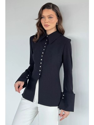 Gülseli Kadın Kol Katlamalı Düğme Detaylı Gömlek P-00020567