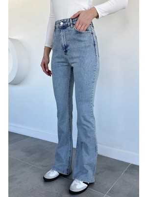 Gülseli Kadın Yüksek Bel Ispanyol Paça Jean Kot Pantolon P-00018901