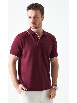 Tena Erkek Mürdüm Ayaklı Çıtçıtlı Yaka Pike Modal Tişört