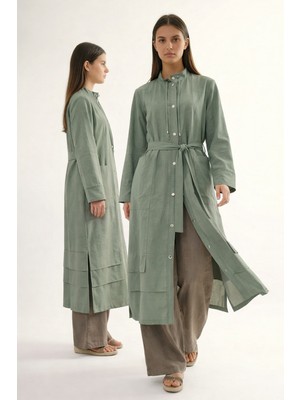 Ceremony Yakası Bağcıklı Önden Çıtçıt Detay Safari Kap Ceket 811 Yeşil