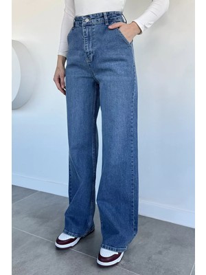 Gülseli Kadın Yüksek Bel Palazzo Jean Kot Pantolon P-00018903