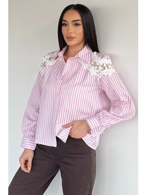 Gülseli Kadın Dantel Detaylı Gömlek P-00020569