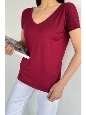 Gülseli Ön Arka V Yaka Kadın T-Shirt P-00015022