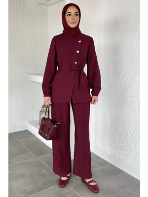 Julude Düğmeli Bluz Pantolon Tesettür Ikili Takım P-00020717