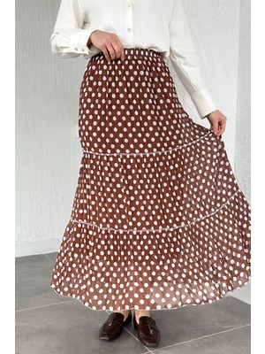 Julude Bel Lastikli Desenli Şifon Tesettür Etek P-00020609