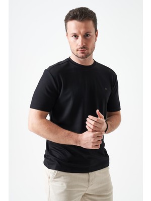 Tena Erkek Siyah Bisiklet Yaka Basic Tişört