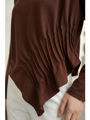 Gülseli Kadın Pileli Asimetrik Kesim Bluz P-00020539