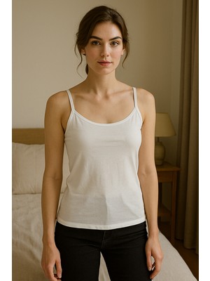 İlkyaz Fashion Ip Asklılı Bluz (Atlet- Tşhirt) LİKRALI-(17952) ILKYZHB-RS3455