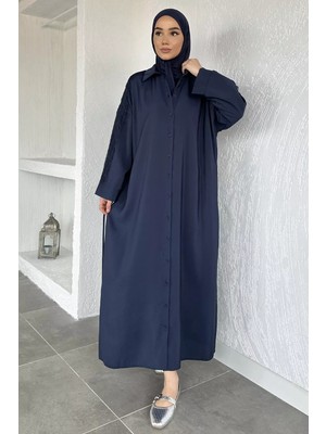 Julude Puane Kol Güpür Detaylı Boydan Düğmeli Bel Bağlamalı Tesettür Elbise P-00020576