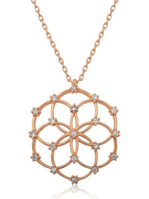 İlkyaz Fashion 925 Ayar Gümüş Yaşam Çiçeği Kadın Gümüş Kolye T4598 (72)