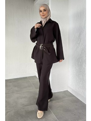 Julude Bel Çift Kemerli Tunik Pantolon Tesettür Ikili Takım P-00020587