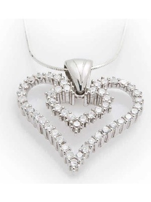 İlkyaz Fashion 925 Ayar Gümüş Kalpli Kadın Gümüş Kolye PND47138032 (72)