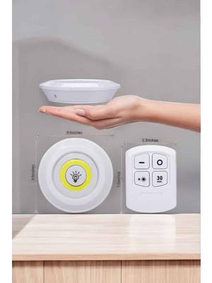 LED Lamba 3'lü Uzaktan Kumandalı Yapışkanlı Beyaz Işık