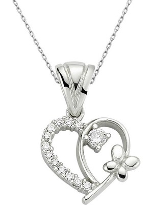İlkyaz Fashion 925 Ayar Gümüş Kalpli Kadın Gümüş Kolye PND47138293 (72)